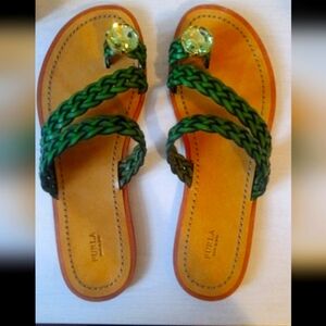 Furla braided leather toe ring sandals